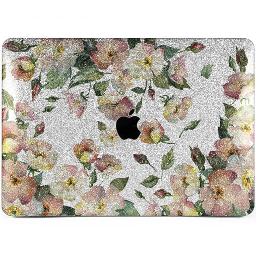 Lex Altern Watercolor Flowers Art Glitter Case for your Laptop Apple Macbook.