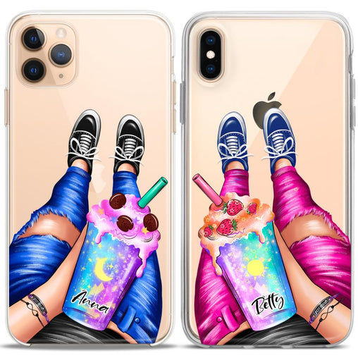 Lex Altern TPU Silicone Couple Case Cute Besties with Tasty Drinks