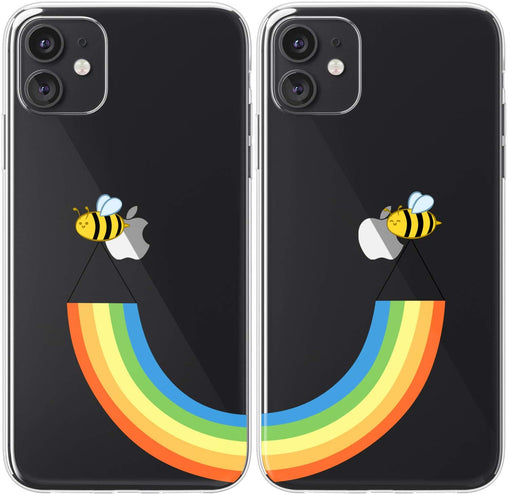 Lex Altern TPU Silicone Couple Case Rainbow Bees