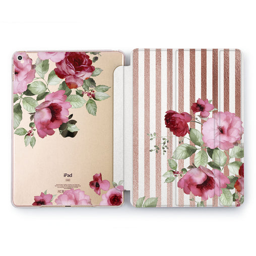 Lex Altern Striped Peonies Case for your Apple tablet.
