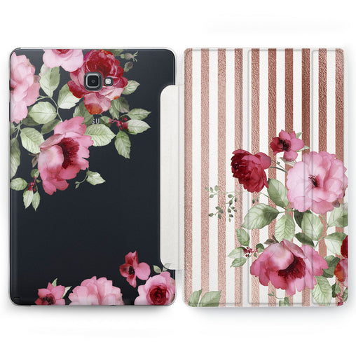 Lex Altern Striped Peonies Case for your Samsung Galaxy tablet.