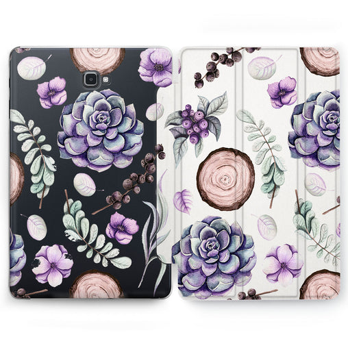 Lex Altern Purple Succulent Case for your Samsung Galaxy tablet.
