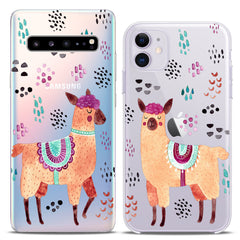 Lex Altern TPU Silicone Couple Case Pink Llamas