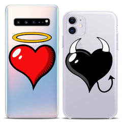 Lex Altern TPU Silicone Couple Case Red and Black Hearts