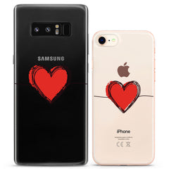 Lex Altern TPU Silicone Couple Case Heart Drawing