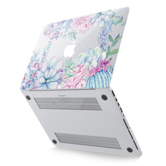 Lex Altern Hard Plastic MacBook Case Blue Succulents