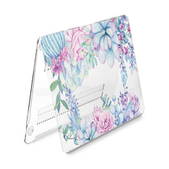 Lex Altern Hard Plastic MacBook Case Blue Succulents