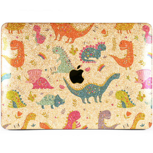 Lex Altern MacBook Glitter Case Colorful Dinosaurs
