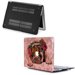 Lex Altern MacBook Glitter Case Floral Pug
