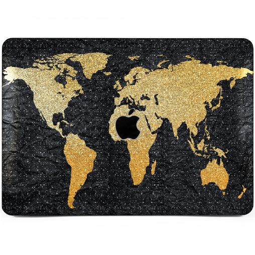 Lex Altern MacBook Glitter Case Black and Yellow Map