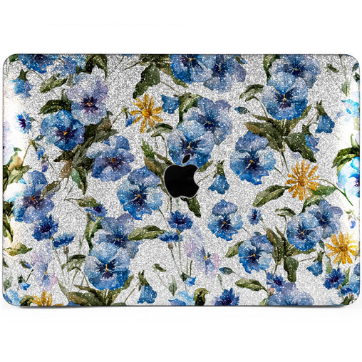Lex Altern MacBook Glitter Case Blue Pansies