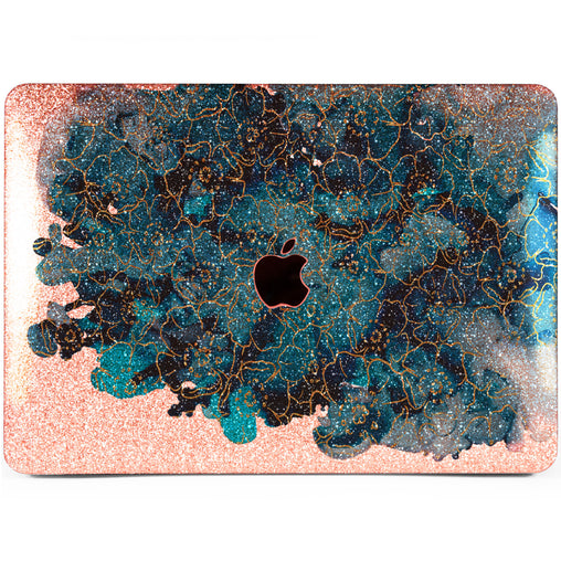Lex Altern MacBook Glitter Case Abstract Blue Flowers