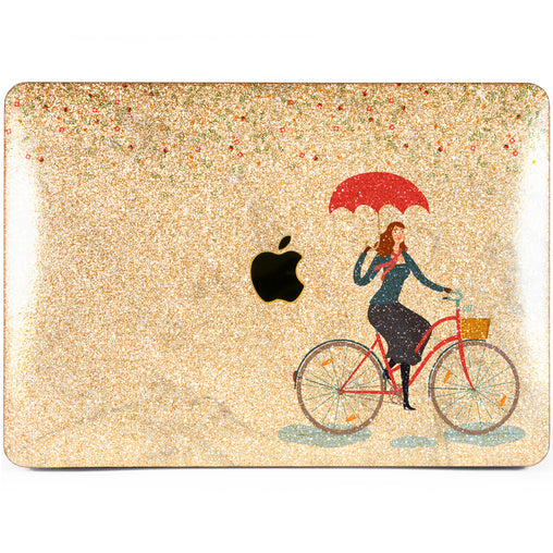 Lex Altern MacBook Glitter Case Floral Rain Bicycle Pattern