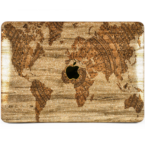 Lex Altern MacBook Glitter Case Wooden Map Theme