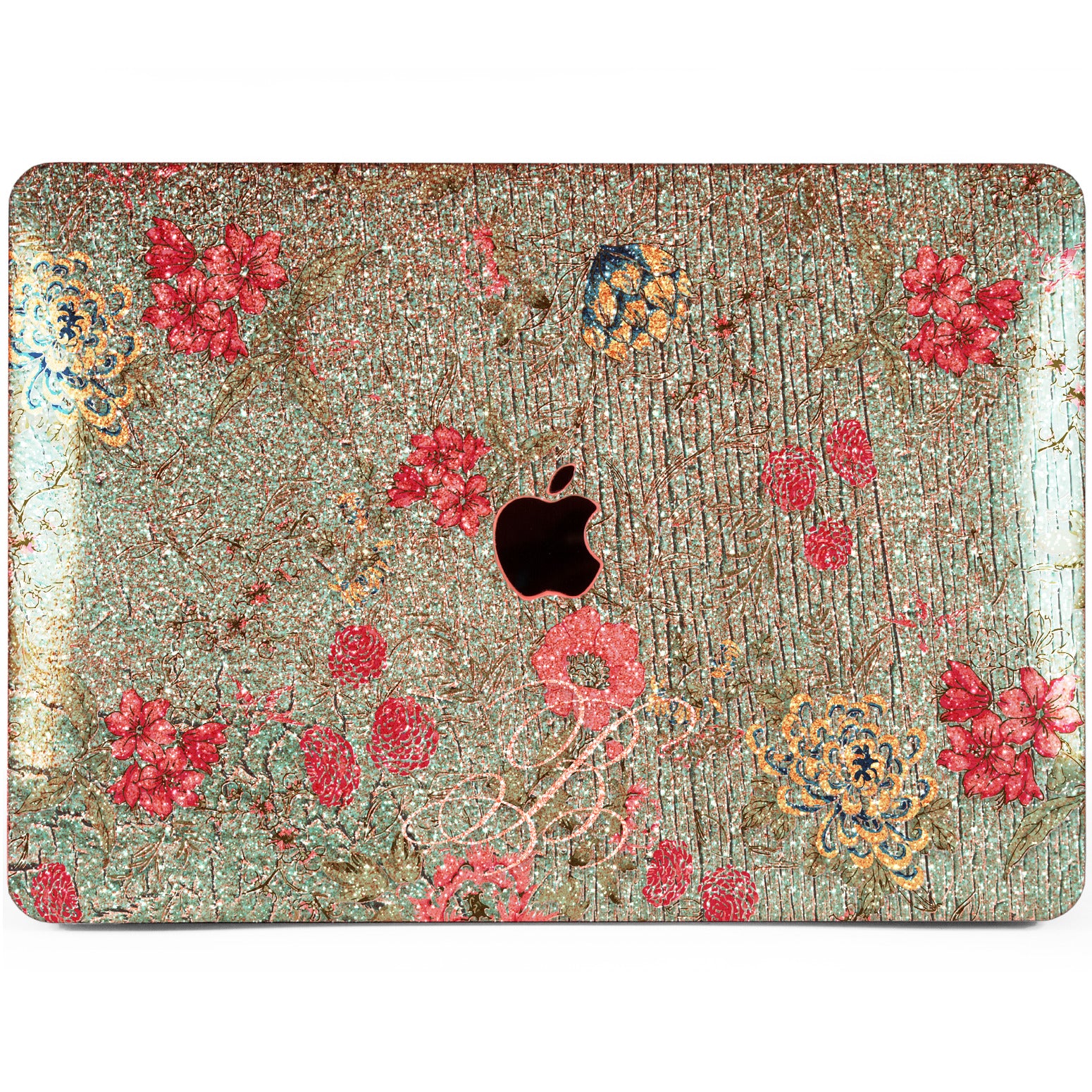Lex Altern MacBook Glitter Case Vintage Pink Flowers