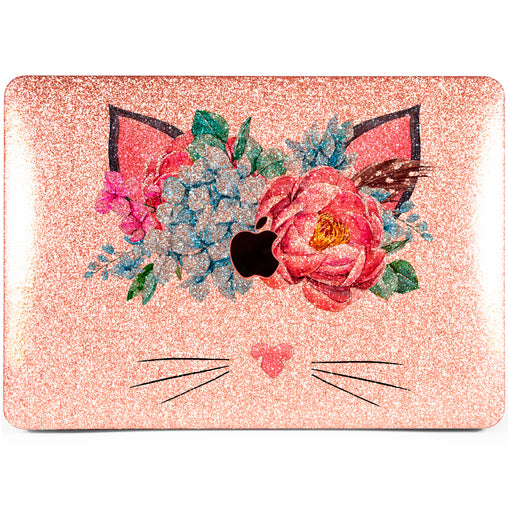 Lex Altern MacBook Glitter Case Floral Cat