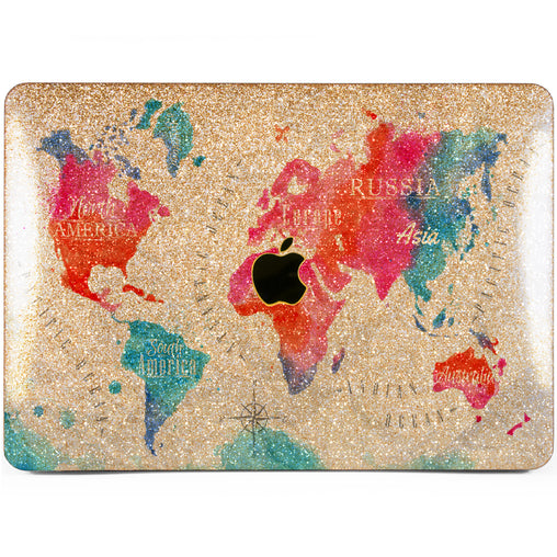 Lex Altern MacBook Glitter Case Travelling Map
