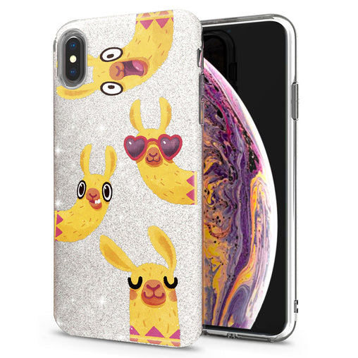 Lex Altern iPhone Glitter Case Funny Yellow Llama