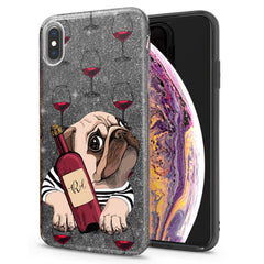 Lex Altern iPhone Glitter Case Wine Pug