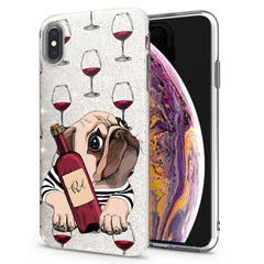 Lex Altern iPhone Glitter Case Wine Pug