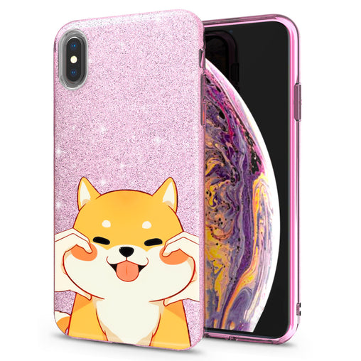Lex Altern iPhone Glitter Case Smiling Shiba Inu