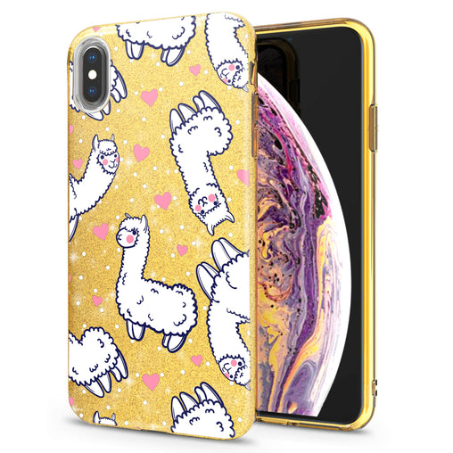 Lex Altern iPhone Glitter Case White Llamas