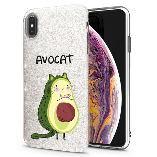 Lex Altern iPhone Glitter Case Cute Avocado Cat