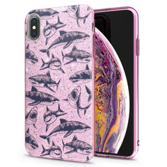 Lex Altern iPhone Glitter Case Black Sharks Pattern