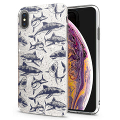 Lex Altern iPhone Glitter Case Black Sharks Pattern