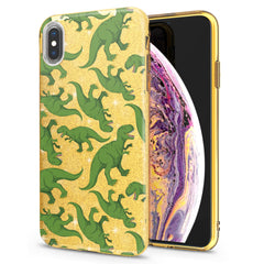 Lex Altern iPhone Glitter Case Green Dinosaurs