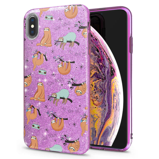 Lex Altern iPhone Glitter Case Sleepy Orange Sloths