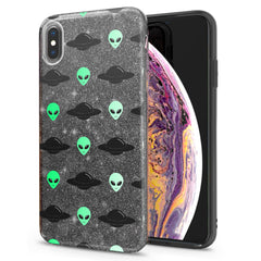 Lex Altern iPhone Glitter Case Green Aliens