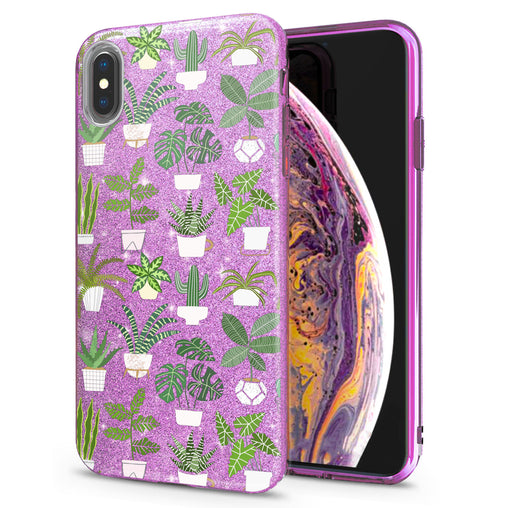 Lex Altern iPhone Glitter Case Tropical Potted Plants