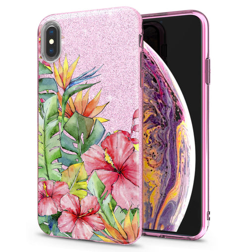 Lex Altern iPhone Glitter Case Tropical Flowers