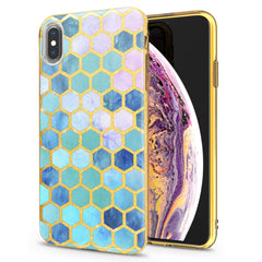 Lex Altern iPhone Glitter Case Blue Honeycomb