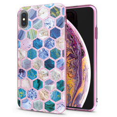 Lex Altern iPhone Glitter Case Blue Honeycombs