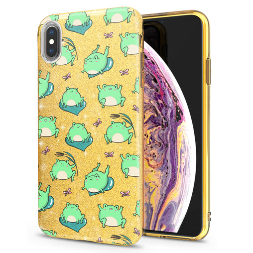 Lex Altern iPhone Glitter Case Kawaii Frogs Pattern