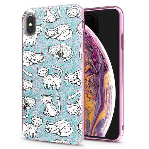 Lex Altern iPhone Glitter Case White Drawing Cats