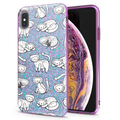 Lex Altern iPhone Glitter Case White Drawing Cats