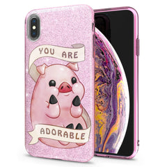Lex Altern iPhone Glitter Case Cute Pink Pig