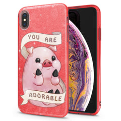 Lex Altern iPhone Glitter Case Cute Pink Pig