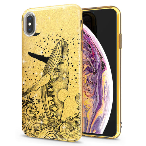 Lex Altern iPhone Glitter Case Drawing Whale