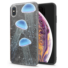 Lex Altern iPhone Glitter Case Blue Jellyfishes