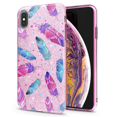 Lex Altern iPhone Glitter Case Bright Pink Feathers