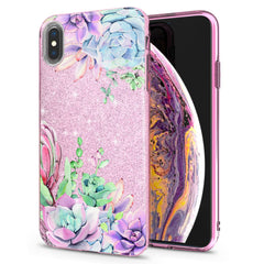Lex Altern iPhone Glitter Case Pink Succulent