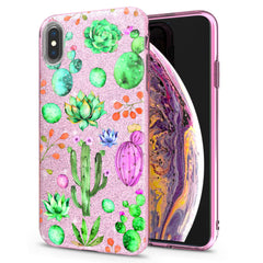 Lex Altern iPhone Glitter Case Green Cactuses