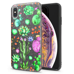 Lex Altern iPhone Glitter Case Green Cactuses