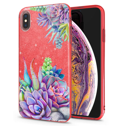 Lex Altern iPhone Glitter Case Violet Succulent