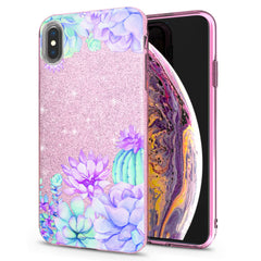 Lex Altern iPhone Glitter Case Purple Succulent