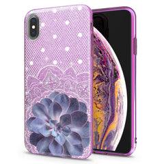 Lex Altern iPhone Glitter Case Purple Succulents